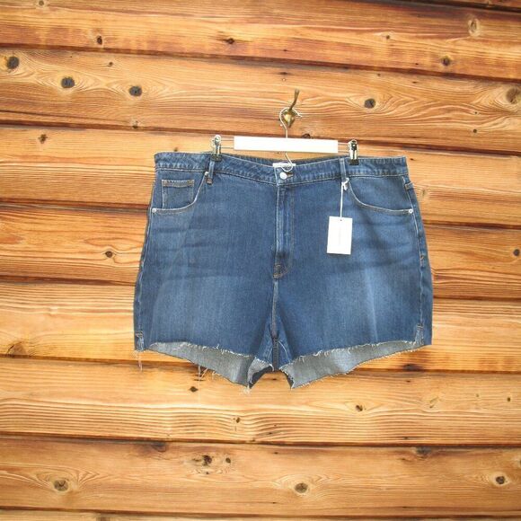 NWT Good American Stretch Plus Size Cut Off High Waist Denim Jean Shorts - Picture 3 of 11